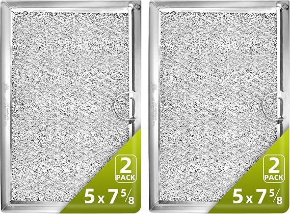 AMI PARTS Microwave Grease Filter Replacement 7.6" x 5" (2-Pack) | Fit for G.E Frigi.daire 5304464105 5304517871 WB06X10608 5304509444 Microwave Vent Filter