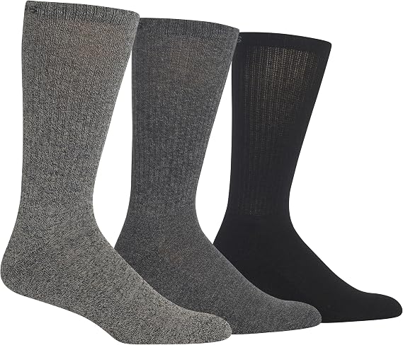 Chaps Men's Solid Mock Rib Crew Poly Cotton Blend Socks (3 & 6 Pairs)
