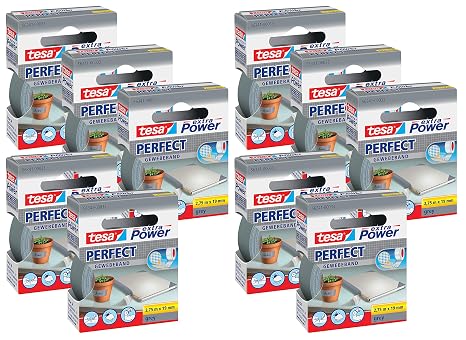 tesa Extra Power Fabric Tape (Grey, 10 Packs)