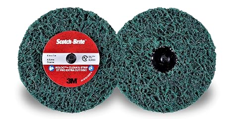 Scotch-Brite Roloc+ Clean and Strip XT Pro Extra Cut Disc, XC-DR+ | A/O Extra Coarse, TR+, Green, 4 in x 1/2 in, Pack of 10, Rust Removal, Weld Cleaning, Prepping Metal Prior to Paint