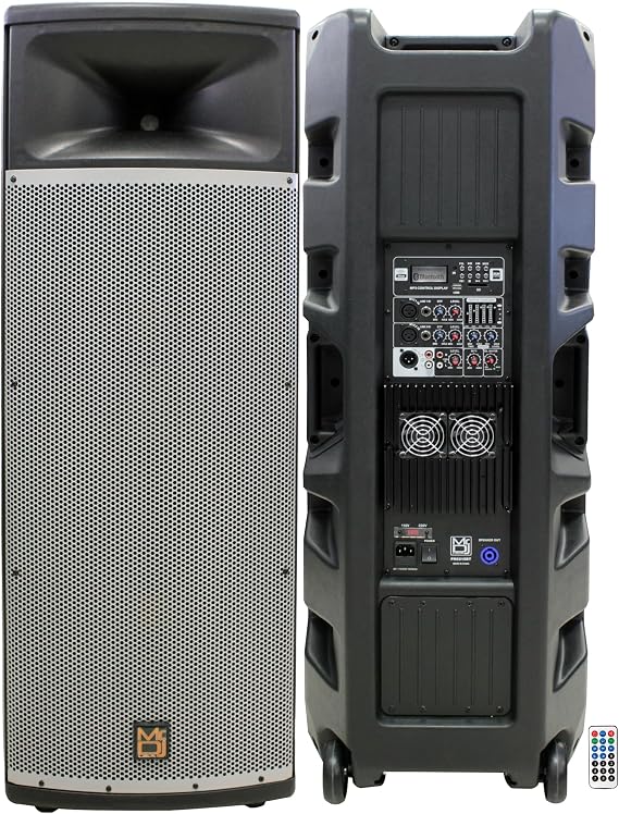 Mr Dj PRO215BT PA DJ Powered Speaker PRO PA DJ Dual 15 3-Way Full-Range Powered/Active Loudspeaker