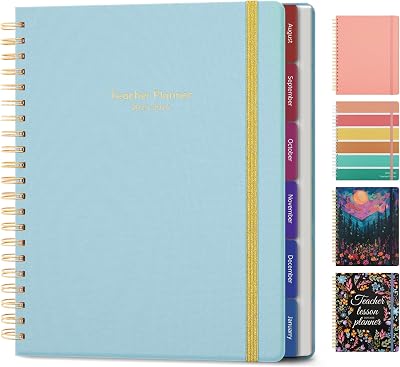 Hardcover Teacher Lesson Planner 2025-2026 Academic Year Calendar 8.5x11, Aug 2025 - Jul 2026, Weekly & Monthly Lesson Plan Book for Teachers 25-26 Homeschool Planner with Pocket
