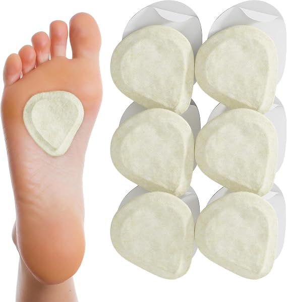 Felt Metatarsal Pads for Women, Men, Skived (1/4" Thick) - USA Made 6 Pairs
