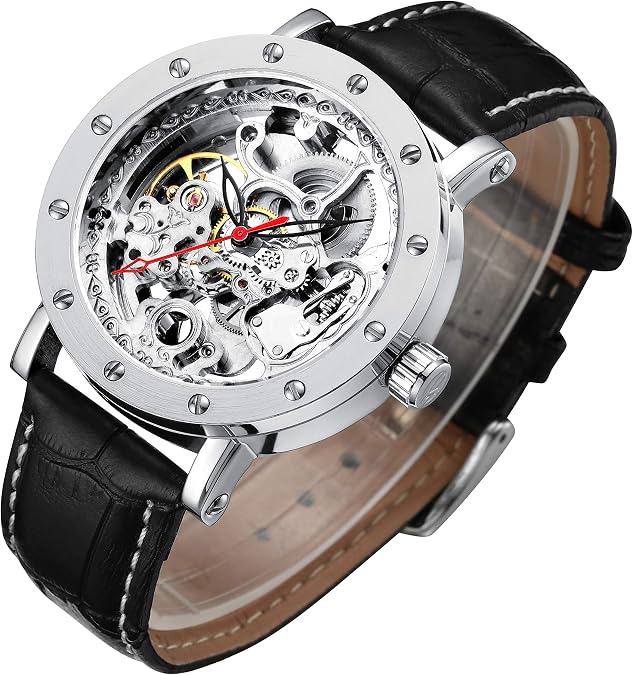 Luxury Skeleton Men's Watch, Men's Wrist Watch, Adjustable Leather Band