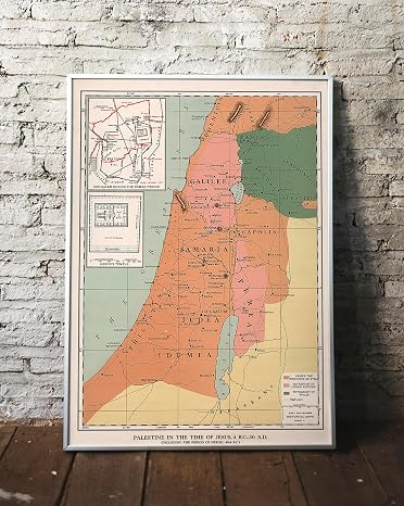 1912 Map - Palestine in the time of Jesus, 4 BC - 30 AD - Israel Holy Land Decor - Unframed Wall Art Poster Print - Ancient History - Christian Gifts - Bible Posters For Classroom (11"x16")