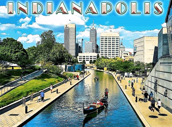 Magnet Indianapolis Indiana City Scape Travel United States Advertisement Art Magnet