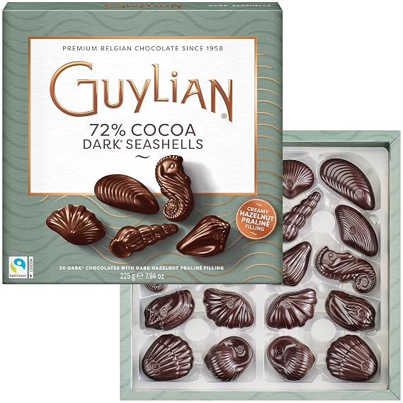 Guylian Belgian Dark Chocolate Gift Box, 20 pc Praline Seashells, 7.94 oz