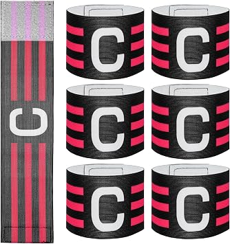6 Pcs Adjustable Captain Armbands, 12.2x2.55Inch Soccer Captain Armband Elastic Leader Sport Arm Bands for Football Basketball Rugby Volleyball Team Leaders
