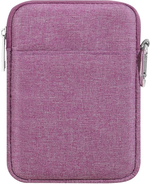 MoKo 6-7 Inch Kindle Sleeve Bag, Protective Nylon Cover Compatible with Kindle Paperwhite 2021, Fire 7 2022, All-New Kindle//Kids (11th Generation)/Colorsoft, Kobo E-Reader, Purple