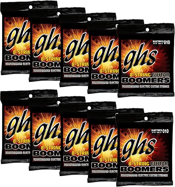 GHS Strings Boomers 8-String Electric Guitar Set - LIGHT - (10-76) - GBL-8 SET, Pack of 10
