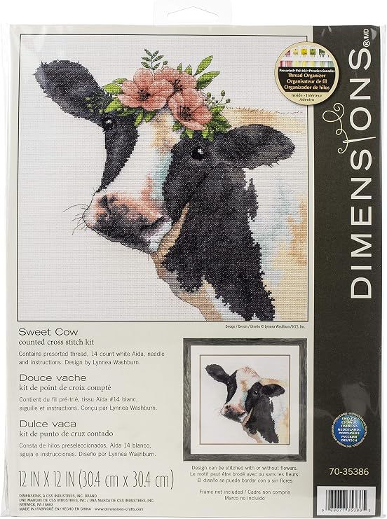Dimensions SIMPLICITY CREATIVE CORP Cross Stitch, Sweet Cow (14 Count), By the yard