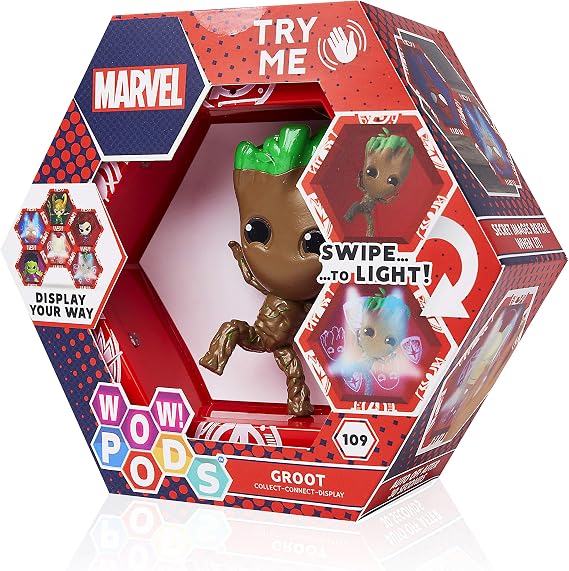 WOW! PODS Guardians Of The Galaxy Collection - Groot | Superhero Light-Up Bobble-Head Figure | Official Marvel Collectable Toys & Gifts