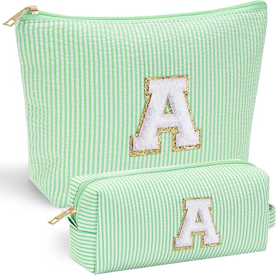 YOOLIFE Gifts for Girls Teen Girls - 2 Travel Makeup Bag | Initial Make Up Bag | Personalized Gifts for Women Friends | Skin Care Bag | Makeup Bag for Girls Teen Girls | Tween Girls Trendy Stuff A