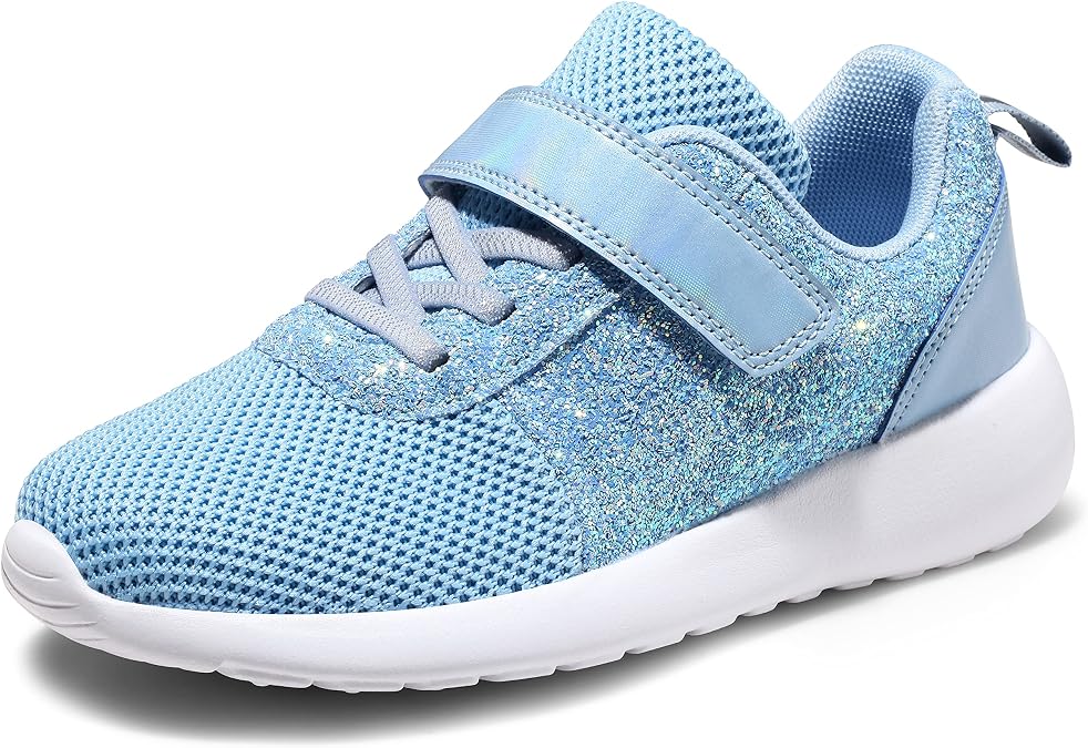 Harvest Land Toddler Glitter Tennis Shoes Slip On Boys Girls Sneakers Casual Running Shoes Woven Breathable with Soft Soled Sports Hook-Loop Outdoor Shoes