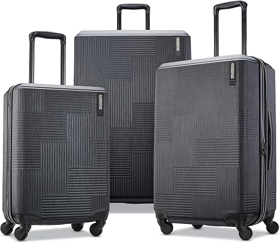 American Tourister Stratum XLT Expandable Hardside Luggage with Spinner Wheels, Jet Black, 3-Piece Set (20/24/28)