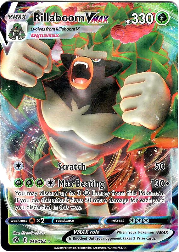 Rillaboom Vmax 018/192 - Ultra Rare - Pokemon Sword and Shield Rebel Clash