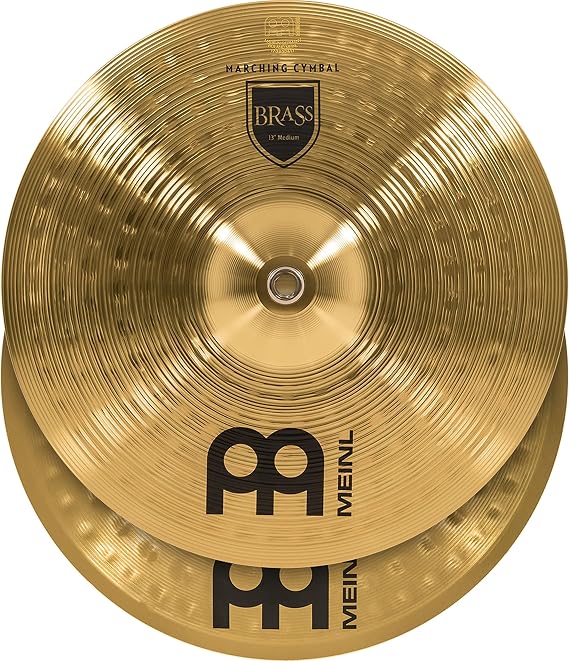 Meinl 13 Marching Cymbal Pair with Straps - Brass Alloy Traditional Finish - Made In Germany, (MA-BR-13M)