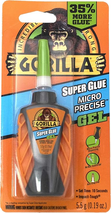 Gorilla Micro Precise Super Glue Gel, 5.5 Gram, Clear, (Pack of 1)