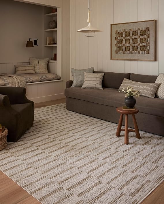 Loloi Amber Lewis Cali Collection CIL-04 Ivory/Tobacco 11'-6" x 15'-7", .25" Pile Height, Area Rug