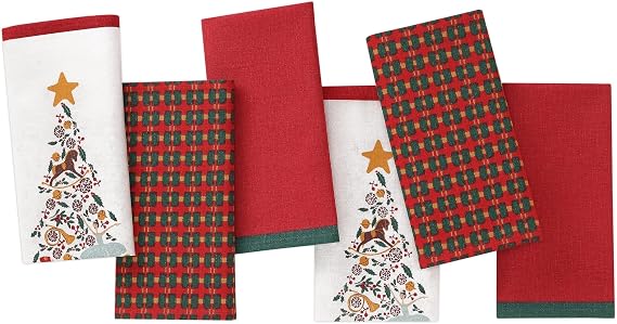 Folkulture Christmas Cloth Napkins Set of 6 Cotton, 18" X 18" Table Napkins for Christmas Table Decorations, Decorative Napkins Washable for Dinner & Farmhouse Decor (Nutcracker Magic)