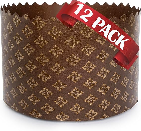 Paska Mold Kulich Large Panettone Paper Baking Molds (12 Pack 15oz) Easter Bread Paper Mold - Easter Bread Forms Panettone Pan Panetone Moulds 5.1x3.35-in