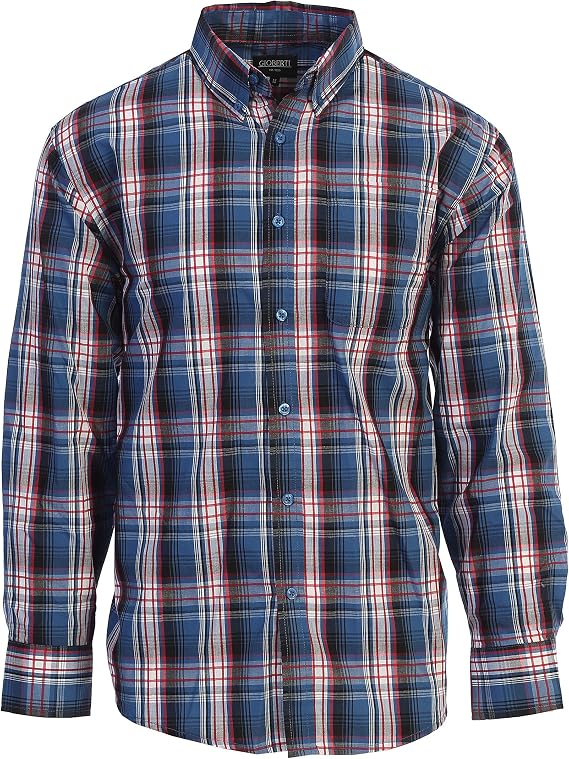 Gioberti Men's Long Sleeve Plaid Shirt