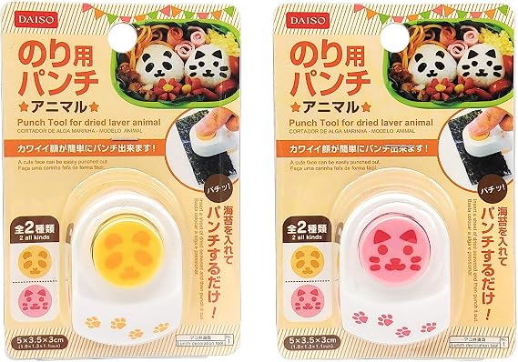 DIY Sushi Tool, Laver Seaweed Nori Punch Embossing Device Rice Ball Onigiri Mould, 2 Pack (Cat, Panda)