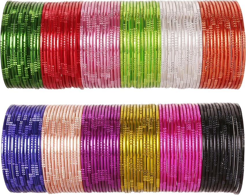 Touchstone indian bangles bracelets for women colorful churiyan set return gifts jewelry chudiya bulk pack bollywood metal bangle sets 12 textured vintage colors. Set of 144