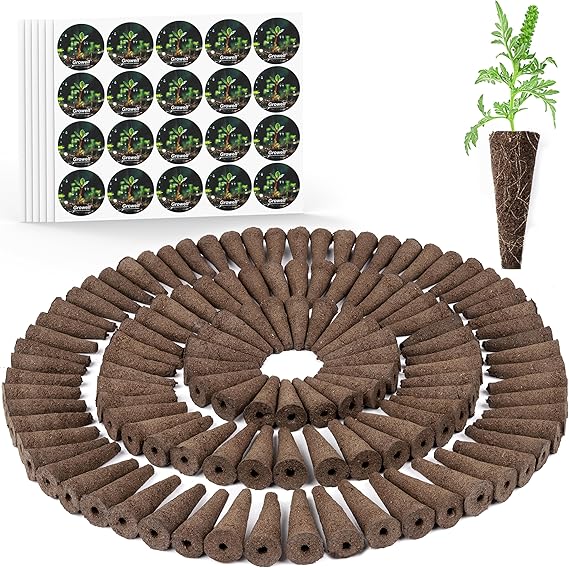 Growell 120 Pcs Grow Sponges with 120 Pcs Pod Labels, Hydroponic Pods Kit