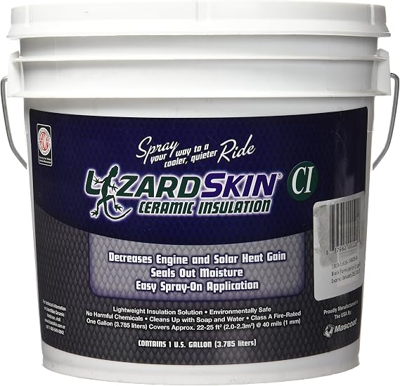 Lizard Skin 50105 Heat Barrier, Spray On, 350 Degree Fahrenheit Maximum, Ceramic, Black, 1 gal Bucket, Each
