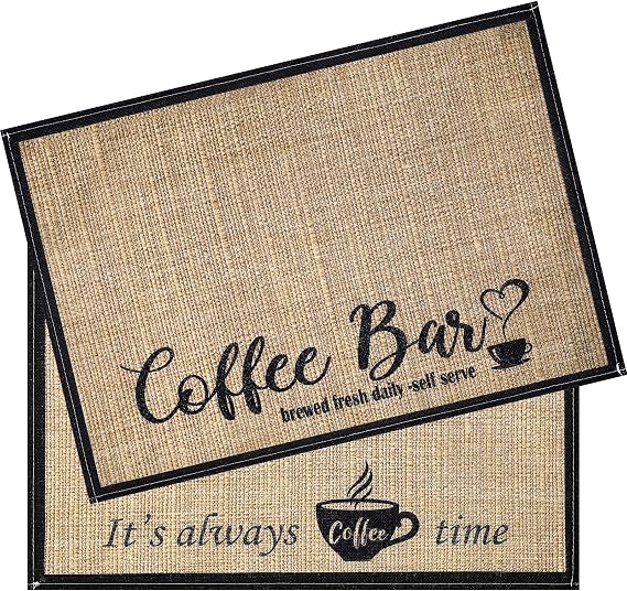 Cunhill 2 Pcs 20 x 14 Inch Coffee Placemats for Countertop(Coffee Time)
