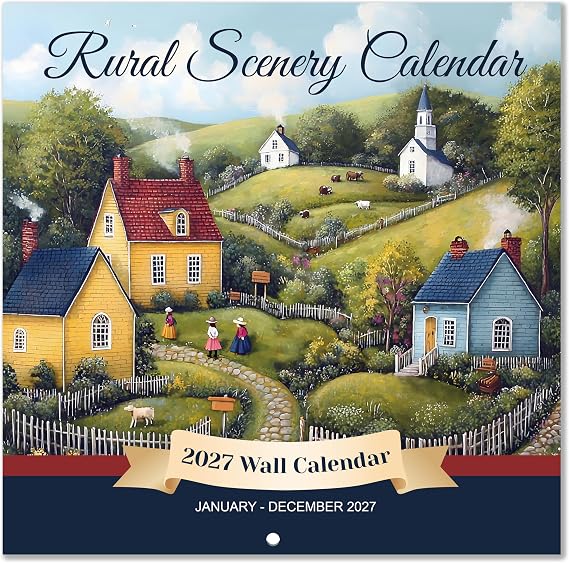 2027 Wall Calendar, 2027 Calendar, Jan - Dec 2027,Rural Landscape Calendar