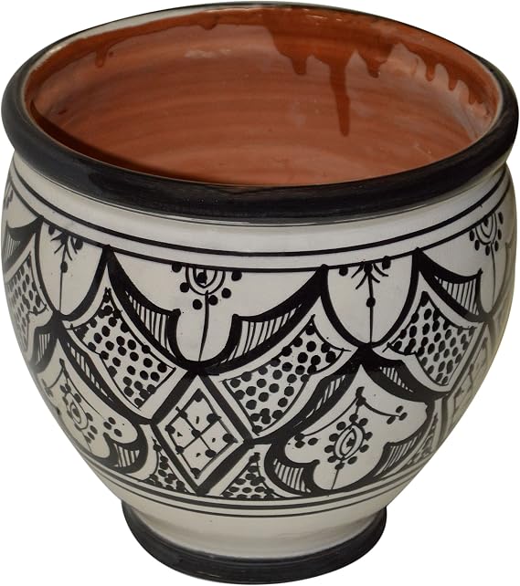 Flower Pot Moroccan Spanish Garden Drain Hole Ceramic Planter Handmade