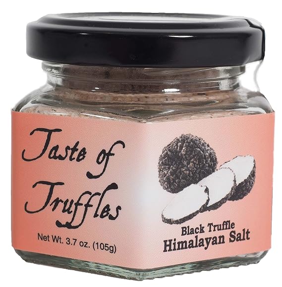 Black Truffle Himalayan Pink Salt, Burgundy Black European Truffles (Tuber Uncinatum) Gourmet Food Condiments VEGAN & Vegetarians Friendly, 3.7 oz (105g)
