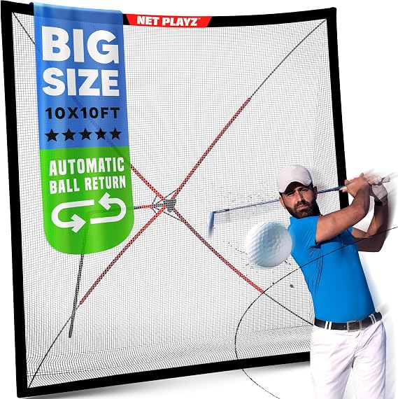 Golf Practice Auto Return Net, 10x10ft, Quick Setup, Multi-Angle Adjustment, Outdoor Training Rebound Net