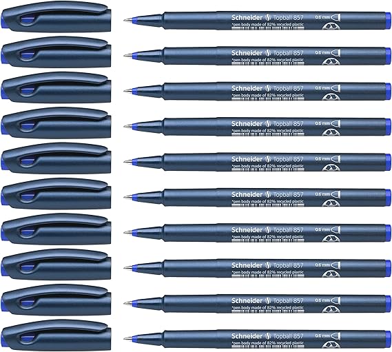 Schneider Topball 857 Rollerball 0.6mm, Box of 10, Blue (8573)