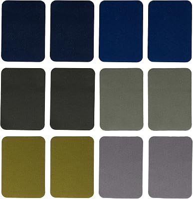 Johnson & Smith Iron On Patches - 12-Piece Iron On Patch for Clothing, Pants Repair - Adhesive Fabric Patches - Easy to Use, No Sewing Needed - Cool Rectangle Patches Green and Navy